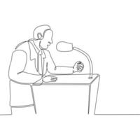 desenho de linha contínua de uma ilustração vetorial de orador público vetor