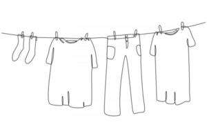 desenho de linha contínua de ilustração vetorial de roupas vetor