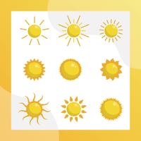 Coleção de vetores de clipart de sol plana