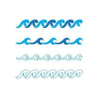 conjunto de vetor de ícone de onda de água de conjunto de design de logotipo de praia e oceano
