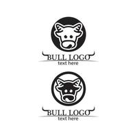 Chifre de touro, cabeça de vaca e logotipo de búfalo e ícones de modelos de símbolos vetor