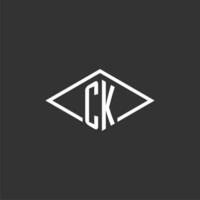 iniciais ck logotipo monograma com simples diamante linha estilo Projeto vetor