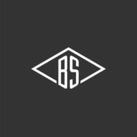 iniciais bs logotipo monograma com simples diamante linha estilo Projeto vetor