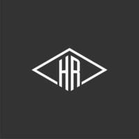 iniciais hr logotipo monograma com simples diamante linha estilo Projeto vetor