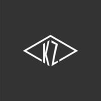 iniciais kz logotipo monograma com simples diamante linha estilo Projeto vetor