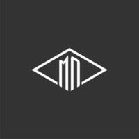 iniciais mn logotipo monograma com simples diamante linha estilo Projeto vetor