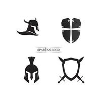 modelo de logotipo de capacete espartano conjunto de logotipo de cavaleiro armas e conjunto de ícones de propriedade soldado vetor