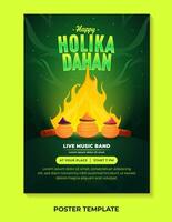 feliz Holika Dahan Projeto modelo para poster vetor