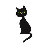 Preto gato com verde olhos em uma branco fundo. vetor ilustração.