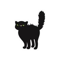 Preto gato com verde olhos em uma branco fundo. vetor ilustração.