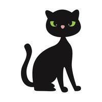 Preto gato com verde olhos em uma branco fundo. vetor ilustração.