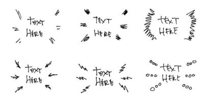 vetor mão desenhado coleção do Projeto elementos para ênfase texto dentro quadrinho estilo