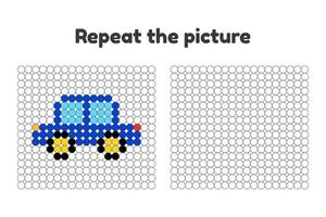 ilustração vetorial. jogo para crianças pré-escolares. repita a imagem. pinte os círculos. carro de transporte de passageiros vetor