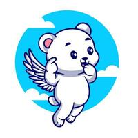 fofa anjo polar Urso vôo desenho animado vetor ícone ilustração
