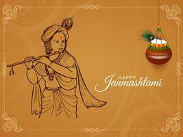 feliz janmashtami hindu festival lindo religioso fundo vetor