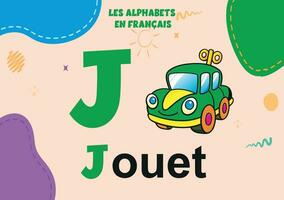 francês alfabeto j carta pré escola vetor