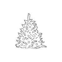 Natal árvore desenhado à mão ilustração, isolado em uma branco fundo Natal ilustração vetor