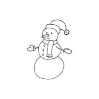 desenhado à mão boneco de neve isolado em branco fundo, inverno ilustração vetor