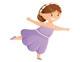 fofa desenho animado menina bailarina dentro vestir. vetor isolado ilustração do uma dançando sorridente criança.