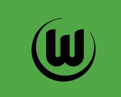 wolfsburg clube logotipo símbolo Preto futebol Bundesliga Alemanha abstrato Projeto vetor ilustração com verde fundo