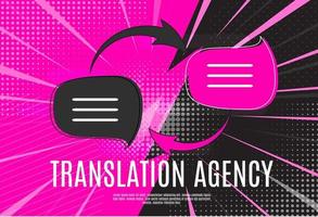 conceito de agência de tradução de línguas com bolha do discurso. ilustração vetorial vetor