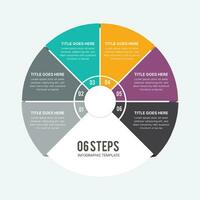 seis passos opções círculo volta infográfico modelo vetor