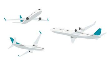conjunto de coleta de ícone de avião plana isolado no fundo branco. ilustração vetorial vetor