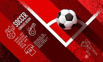 futebol modelo Projeto , futebol bandeira, esporte disposição projeto, vermelho tema, vetor