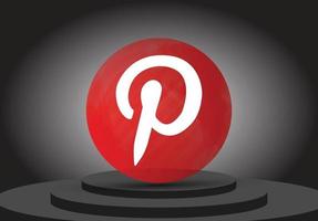 ícone 3d de mídia social do logotipo do pinterest isolado vetor
