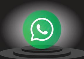 ícone de Whatsapp 3D de mídia social vetor