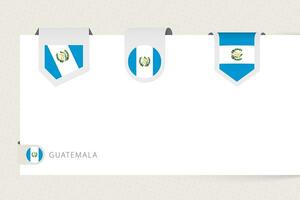 rótulo bandeira coleção do Guatemala dentro diferente forma. fita bandeira modelo do Guatemala vetor