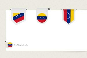 rótulo bandeira coleção do Venezuela dentro diferente forma. fita bandeira modelo do Venezuela vetor