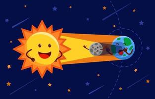 infográfico de desenhos animados sobre eclipse solar vetor