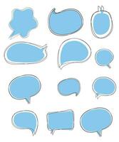 vetor conjunto do discurso bolhas. diálogo caixa ícone, mensagem modelo. azul nuvens para texto, rotulação. diferente forma do esvaziar balões para conversa em isolado fundo. plano vetor ilustração