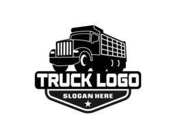 vetor de distintivo de logotipo de empresa de caminhão basculante. melhor para caminhões e indústria relacionada ao frete