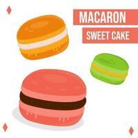 plano ilustração do morango com sabor macaron bolo dentro vários cores vetor