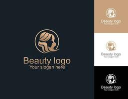 design de logotipo de salão de beleza para negócios com conceito de cor gradiente dourado premium vector 1