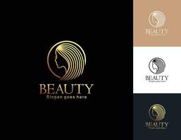 design de logotipo de salão de beleza para negócios com conceito de cor gradiente dourado premium vector 1