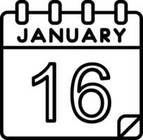 16 janeiro linha ícone vetor