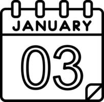 3 janeiro linha ícone vetor