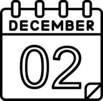 2 dezembro linha ícone vetor