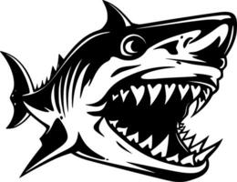 Tubarão - Preto e branco isolado ícone - vetor ilustração