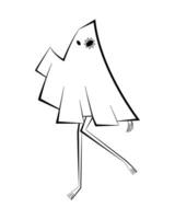 esqueleto dentro fantasma traje personagem dentro retro estilo. dia das Bruxas esqueleto mulher personagem. vetor