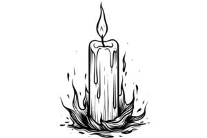 Grosso Natal velas queimando. mão desenhado esboço gravação estilo vetor ilustração.