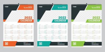 calendário de parede de página única grátis 2022 ideia de design vetor