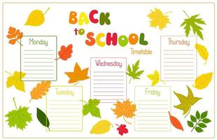 costas para escola calendário em branco modelo para preencher dentro com assuntos para crianças vetor ilustração, semanal planejador para lições