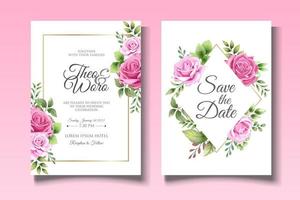 lindo tema floral de cartão de casamento vetor