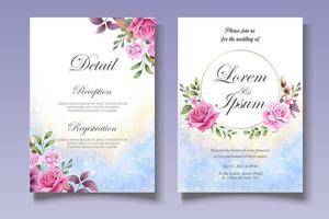 lindo tema floral de cartão de casamento vetor