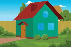 desenho animado verde casa Fazenda vetor