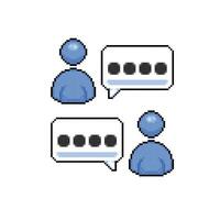 azul pessoas com conversando placa dentro pixel arte estilo vetor